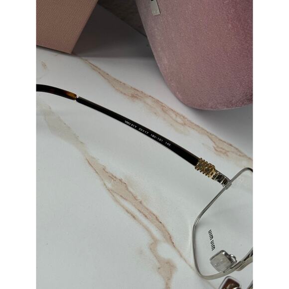 NEW Miu Miu MU51YV Silver Oversized Square Eyeglasses Frames main image 6